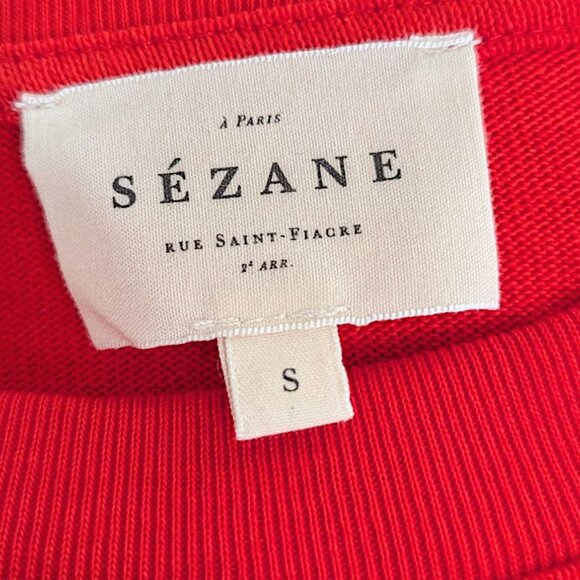 Sezane Emy dress orange organic cotton minimalist column slit slip midi dress S - Picture 7 of 9